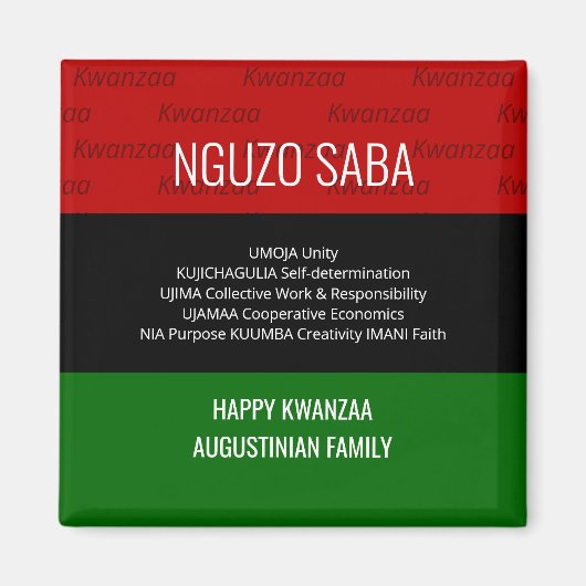Persoonlijke NGUZO SABA 7 Principes Happy Kwanzaa Magneet (Voorkant)