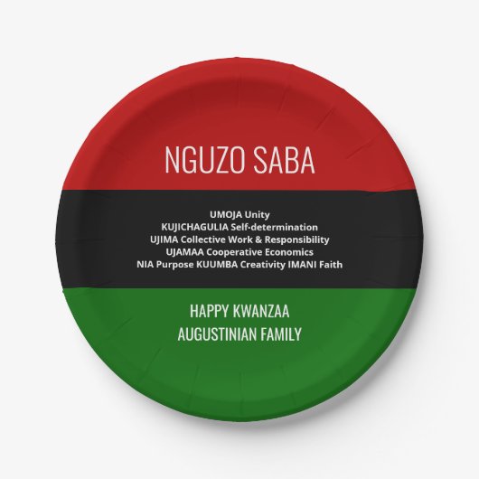 Persoonlijke NGUZO SABA 7 Principes Happy Kwanzaa Papieren Bordje (Voorkant)