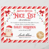Persoonlijke Nice Certificaat van Sinterklaas (Voorkant)