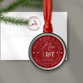 Persoonlijke Nice List-medaille-ornament Metalen Ornament