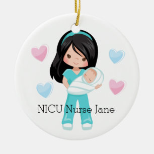 Persoonlijke NICU verpleegster met Baby kerst Keramisch Ornament
