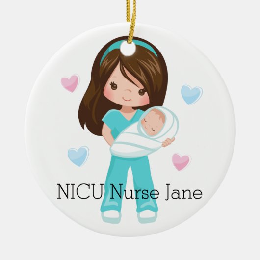 Persoonlijke NICU verpleegster met Baby kerst Keramisch Ornament (Voorkant)