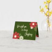 Persoonlijke niet-foto retro bloemige Kerstmis  Kaart (Gele Bloem)