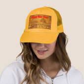 Persoonlijke Nieuwjaarsvakantie gouden Gele Hoed Trucker Pet (In situ)