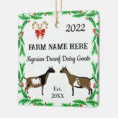 Persoonlijke Nigeriaanse Dwarf Dairy Goat Kerstmis Keramisch Ornament (Links)