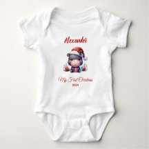Persoonlijke nijlpaard voor eerste kerst van baby