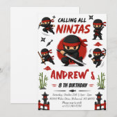 Persoonlijke Ninja Warrior Verjaardag Kaart (Voorkant / Achterkant)