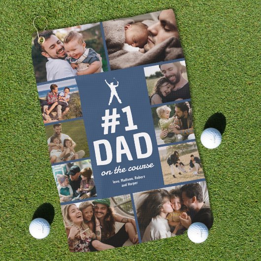 Persoonlijke No.1 Vader Golf Handdoek met Foto's