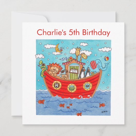 Persoonlijke Noach's Ark Verjaardag Uitnodiging (Voorkant)