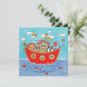 Persoonlijke Noach's Ark Verjaardag Uitnodiging (Staand voorkant)