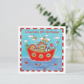 Persoonlijke Noach's Ark Verjaardag Uitnodiging (Staand voorkant)