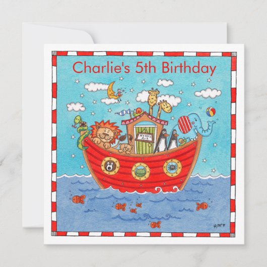 Persoonlijke Noach's Ark Verjaardag Uitnodiging (Voorkant)