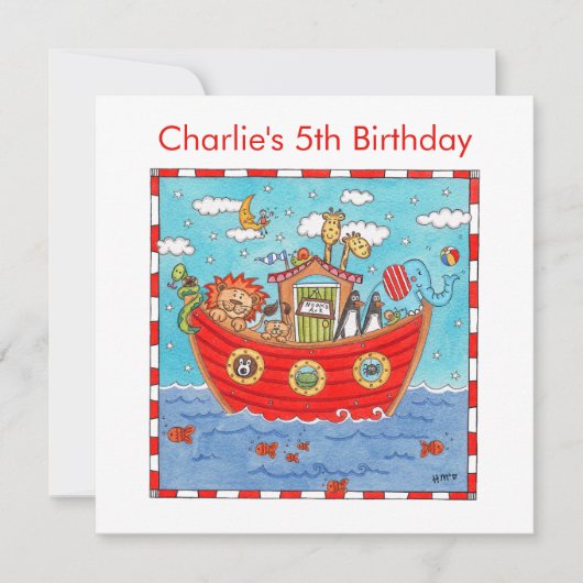 Persoonlijke Noach's Ark Verjaardag Uitnodiging (Voorkant)