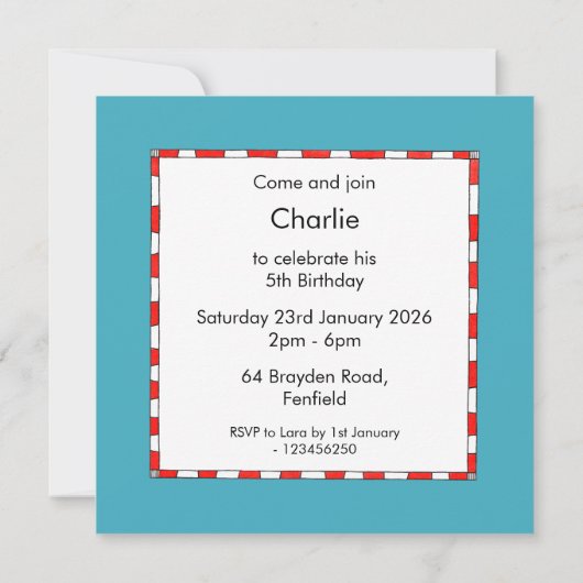 Persoonlijke Noach's Ark Verjaardag Uitnodiging (Achterkant)