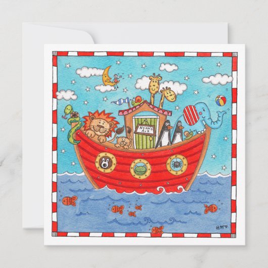 Persoonlijke Noach's Ark Verjaardag Uitnodiging (Voorkant)