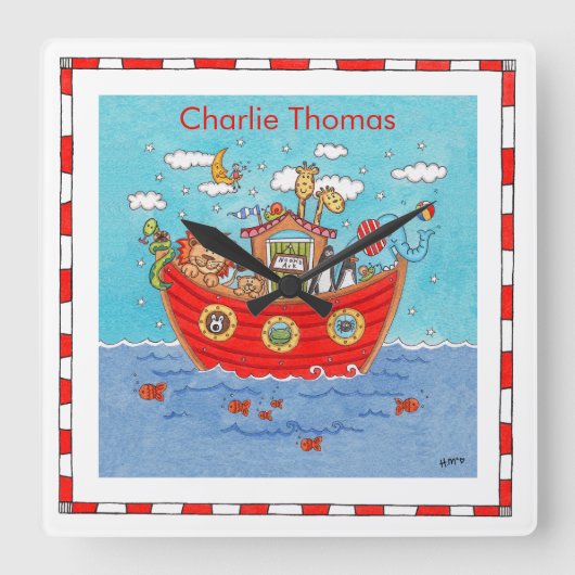 Persoonlijke Noach's Ark Vierkante Klok (Voorkant)