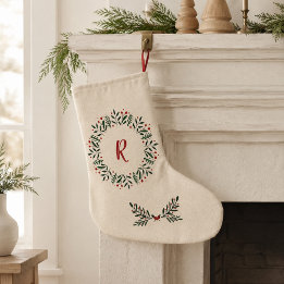 Persoonlijke Noordse Krans Monogram Kous Grote Kerstsok