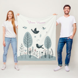 Persoonlijke Noordse Vogels & Bos Fleece Deken