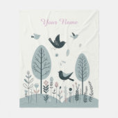 Persoonlijke Noordse Vogels & Bos Fleece Deken (Voorkant)