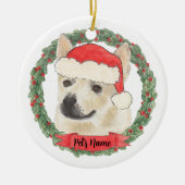 Persoonlijke Noorse Buhund Hond Kerstmis Keramisch Ornament (Voorkant)