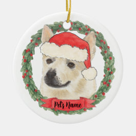 Persoonlijke Noorse Buhund-hond Kerstmis Keramisch Ornament