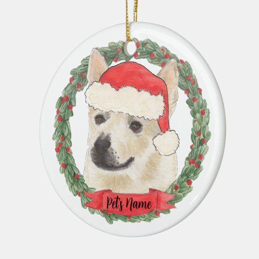 Persoonlijke Noorse Buhund Hond Kerstmis Keramisch Ornament (Links)