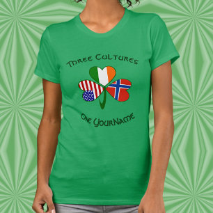 Persoonlijke Noorwegen Ierland USA Shamrock Dames- T-shirt
