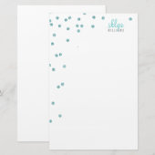 PERSOONLIJKE NOOT polka dot confetti blauw glitter Briefpapier (Voorkant / Achterkant)