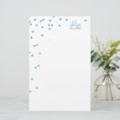 PERSOONLIJKE NOOT polka dot confetti blauw glitter Briefpapier (Staand voorkant)