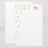 PERSOONLIJKE NOOT polka dot confetti bold gold gli Briefpapier (Voorkant / Achterkant)