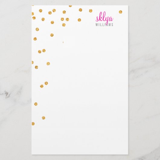 PERSOONLIJKE NOOT polka dot confetti bold gold gli Briefpapier (Voorkant)