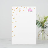 PERSOONLIJKE NOOT polka dot confetti bold gold gli Briefpapier (Staand voorkant)