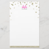 PERSOONLIJKE NOOT polka dot confetti oud goud glit Briefpapier (Voorkant)