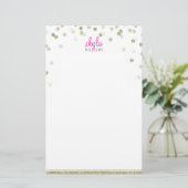 PERSOONLIJKE NOOT polka dot confetti oud goud glit Briefpapier (Staand voorkant)