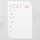 PERSOONLIJKE NOOT polka dot confetti roze glitter Briefpapier (Voorkant / Achterkant)