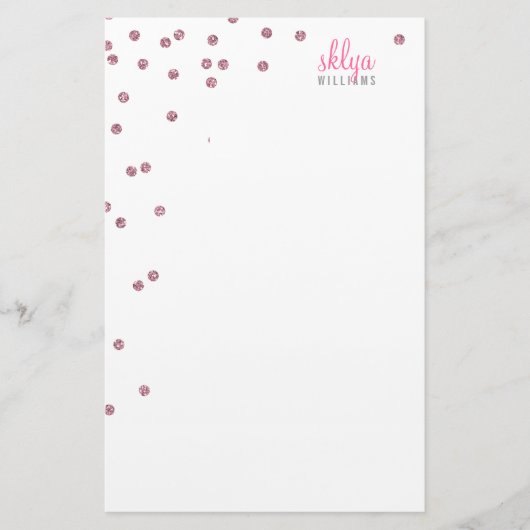 PERSOONLIJKE NOOT polka dot confetti roze glitter Briefpapier (Voorkant)