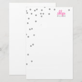 PERSOONLIJKE NOOT polka dot confetti zilveren glit Briefpapier (Voorkant / Achterkant)
