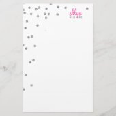 PERSOONLIJKE NOOT polka dot confetti zilveren glit Briefpapier (Voorkant)