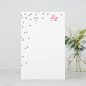 PERSOONLIJKE NOOT polka dot confetti zilveren glit Briefpapier (Staand voorkant)