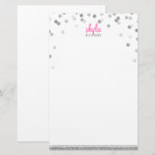 PERSOONLIJKE NOOT polka dot confetti zilveren glit Briefpapier (Voorkant / Achterkant)