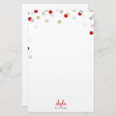 PERSOONLIJKE NOOT schattig helder confetti red gol Briefpapier (Voorkant / Achterkant)