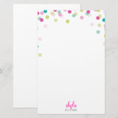 PERSOONLIJKE NOOT schattig heldere, roze, groene m Briefpapier (Voorkant / Achterkant)