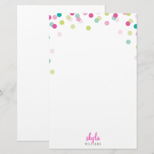 PERSOONLIJKE NOOT schattig heldere, roze, groene m Briefpapier (Voorkant / Achterkant)