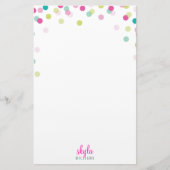 PERSOONLIJKE NOOT schattig heldere, roze, groene m Briefpapier (Voorkant)
