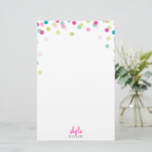 PERSOONLIJKE NOOT schattig heldere, roze, groene m Briefpapier (Staand voorkant)