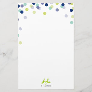 PERSOONLIJKE NOOT schattige heldere confetti blauw Briefpapier