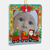 Persoonlijke North Pole Express Foto Kerstmis Keramisch Ornament (Rechts)