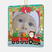 Persoonlijke North Pole Express Foto Kerstmis Keramisch Ornament (Links)