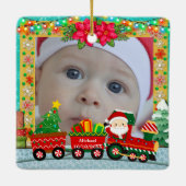 Persoonlijke North Pole Express Foto Kerstmis Keramisch Ornament (Achterkant)