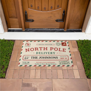 Persoonlijke North Pole Special Delivery Kerst Deurmat